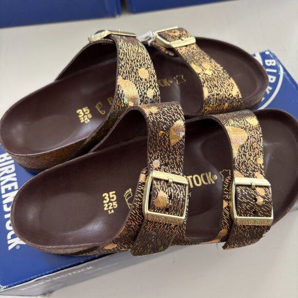 NIB | Birkenstock Arizona Big Buckle Spotted Metallic Brown Regular Width EU 35 - Picture 4 of 9
